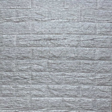 Самоклеюча декоративна 3D панель під цеглу сіра смужка 700х770х5мм (183) SW-00000488