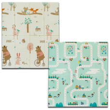 Дитячий складаний розвиваючий термо килимок "Дорога | Ведмедик на велосипеді" 175х155х1см (254) SW-00000159