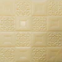 Самоклеюча декоративна настінно-стельова панель бежевий візерунок 700x700x5мм (182) SW-00000482
