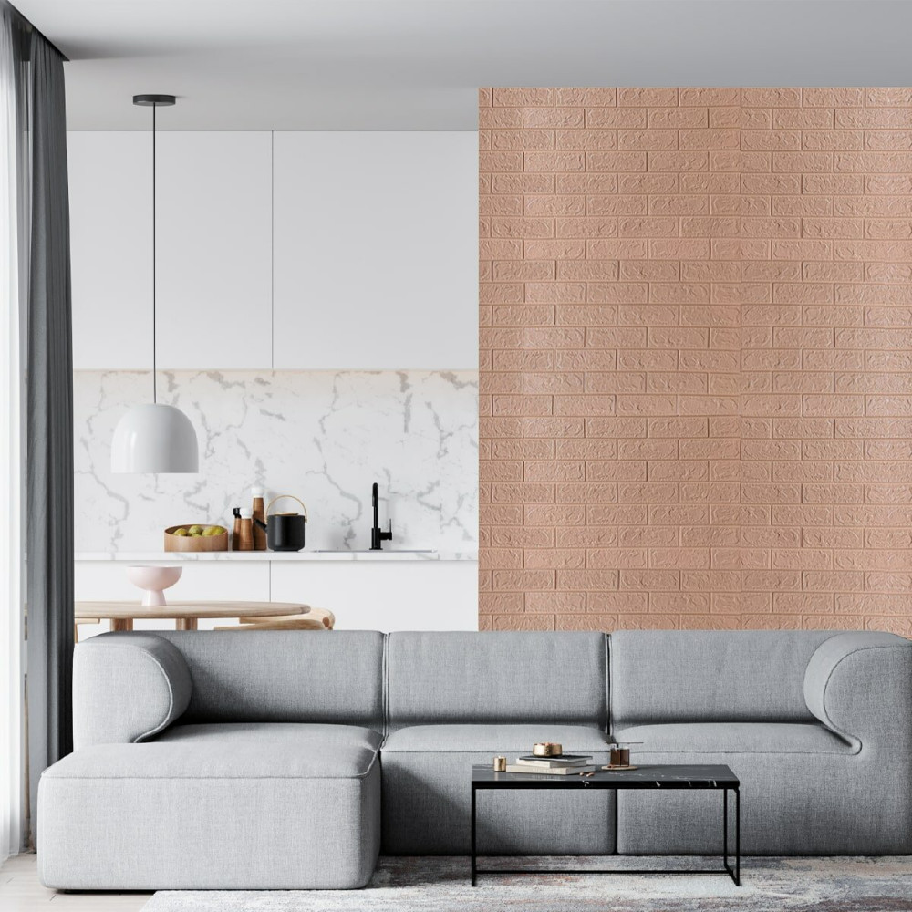 Самоклеюча 3D панель цегла кава з молоком 700x700x3мм SW-00001716