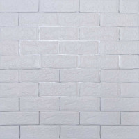Самоклеюча 3D панель цегла біла смужка срібло 700х770х5мм (100-5) SW-00000753