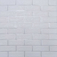 Самоклеюча 3D панель цегла біла смужка срібло 700х770х5мм (100-5) SW-00000753