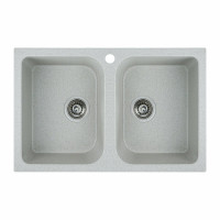 Гранітна мийка для кухні Platinum 7648W TWIN глянець Топаз