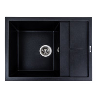 Гранітна мийка для кухні Platinum 6550 LOTOS матовий Чорний металік