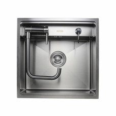 Кухонна прихована мийка Platinum Handmade PVD чорна 500x500x220 (змішувач в комплекті)