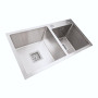 75*41 Мийка на дві чаші нержавійка Platinum Handmade HDB (квадратний сифон, 3.0/1.0)