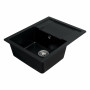 Гранітна мийка для кухні Platinum 6550 INTENSO матова Чорний металік