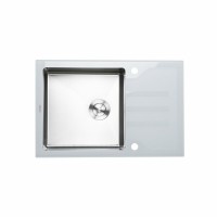 Кухонна мийка Platinum Handmade WHITE GLASS 780х510х200