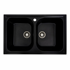 Гранітна мийка для кухні Platinum 7950 Equatoria глянець Чорний металік
