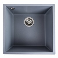 Гранітна мийка для кухні Platinum 4040 RUBA матовий сірий металік
