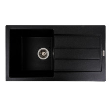 Гранітна мийка для кухні Platinum 7843 SOLID матовий Чорний металік