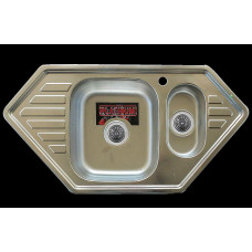 Кухонна мийка з нержавіючої сталі Platinum 9550D (велика та мала чаша) САТИН (0,8/180 мм)