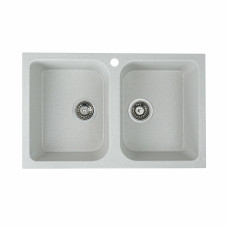 Гранітна мийка для кухні Platinum 7648W TWIN глянець Біла в крапку