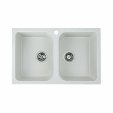 Гранітна мийка для кухні Platinum 7648W TWIN глянець Біла
