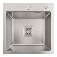 Мийка Platinum Handmade НSB 450x450x220 нержавійка (квадратний сифон.3,0/1,0)