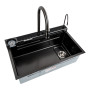 Кухонна мийка 75*45D PVD чорна Platinum Handmade "ВОДОСПАД"
