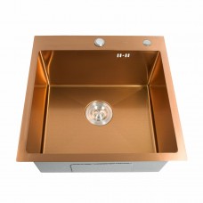 Кухонна мийка Germece Handmade PVD бронза 50*50/220 3,0/1,5 мм корзина та дозатор в комплекті