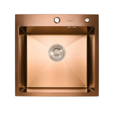 Кухонна мийка Platinum Handmade PVD мідь 500x500x220 (3,0/1,5 мм корзина та дозатор в комплекті)