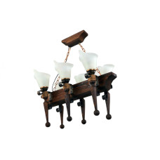 Люстра дерев'яна виробництво Sirius S7141/6 темний обжиг на 6 плафонов