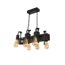 Люстра дерев'яна виробництво Sirius S7153/6 темний обжиг на 6 плафонов