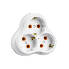 Мережевий розгалужувач 3-містний з заземленням трикутник білий ТW-1005