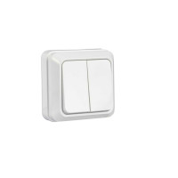 Вимикач 2-клавішний накладний білий Valeso BW-1002