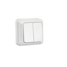 Вимикач 2-клавішний накладний білий Valeso BW-1002