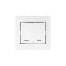 Вимикач 2-клавішний з підсвіткою білий Valeso BW-2002