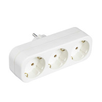 Мережевий розгалужувач 3-містний з заземленням прямий білий ТW-1004