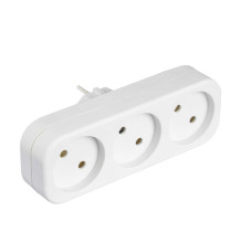 Мережевий розгалужувач 3-містний без заземлення прямий білий ТW-1003