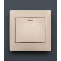 Вимикач 1-клавішний з підсвіткою крем Valeso BK-2001