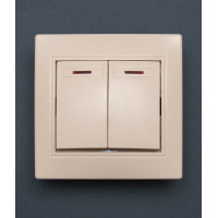 Вимикач 2-клавішний з підсвіткою крем Valeso BK-2002