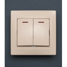 Вимикач 2-клавішний з підсвіткою крем Valeso BK-2002