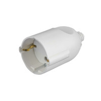 Штепсельне гніздо з заземленням пряме біле ТW-1009