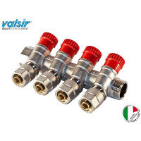 Колектор Valsir на 4 виведення з вентилями 3/4х4х16 (Італія) подача