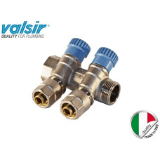 Колектор Valsir на два виведення з вентилями 3/4х2х16 (Італія) зворотна сторона