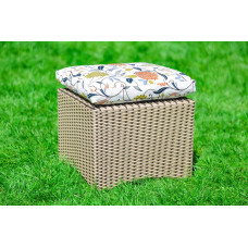 Пуф із ротангу Рондо Куб, бежево-коричневий